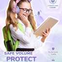 iClever Cat Ear Kids Bluetooth Headphones, LED Lights Up, 74/85dBA Safe Volume Limited, 50H Playtime,Bluetooth 5.2, USB C,Kids Headphones Wireless Over Ear for Travel iPad Tablet, Meow Macaron-Purple