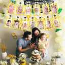 Honey Bee 1st Birthday Party Decorations, Bumble Bee 12 Monthly Milestone Photo Banner Baby First Year Down Theme Photo Table Centerpiece for Baby Bee Day First Theme Party