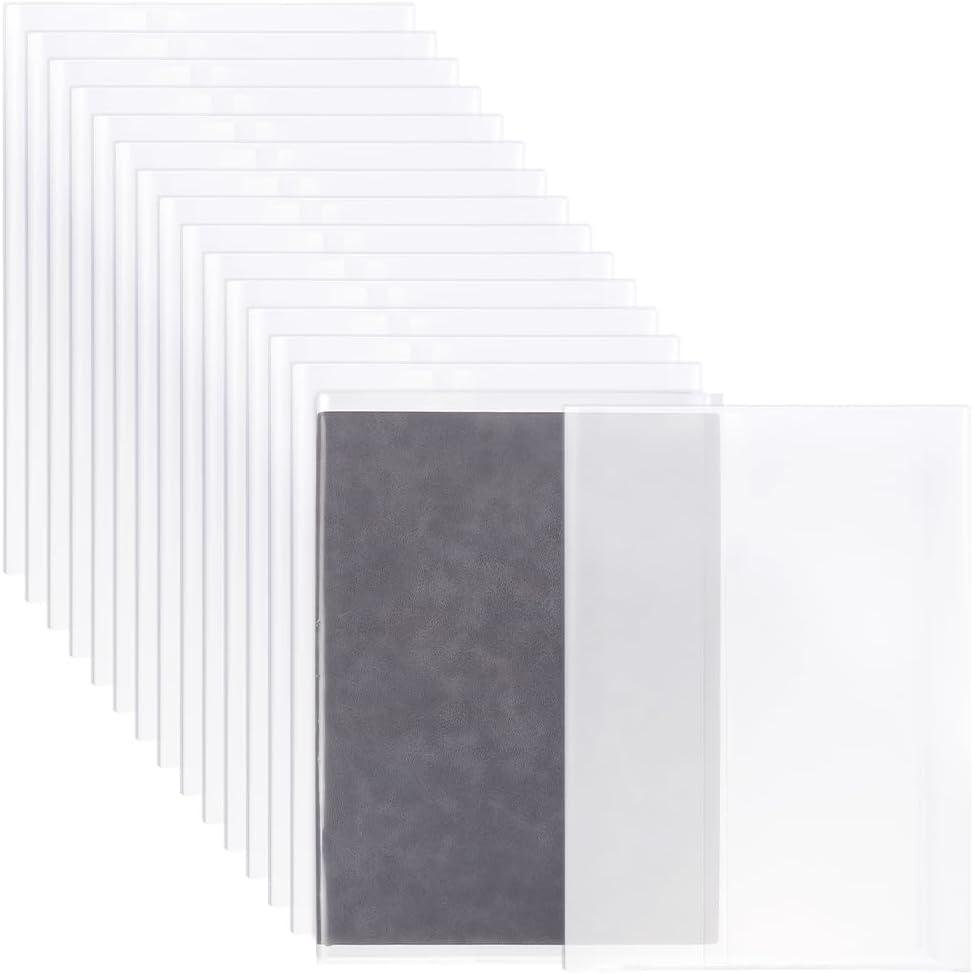 FINGERINSPIRE 16 PCS Clear Book Covers 18.7x12inch Plastic Transparent Plastic Sleeve Covers for A4 Books Rectangle with Self-Adhesive Closure Waterproof Dustproof Book Covers