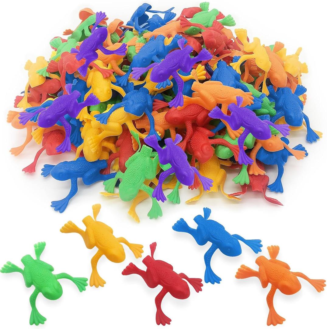 ArtCreativity 144-Pack Jump-n-Leap Frogs  2" Colorful Plastic Jumping Toys for Holiday Parties, Stocking Stuffers, Classroom Gifts, Winter Games & Fun Christmas Giveaways for Kids Ages 3+