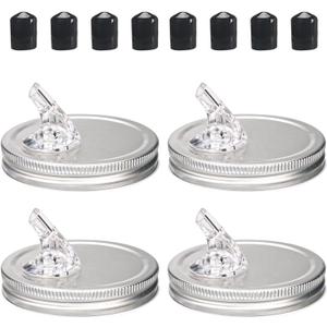 4 pack Wide Mouth Pour Spout id for Mason jar,Free flow pour spout for wide Mouth Mason Jar 3.4 in, Perfect for any Liquid, Leak-Airtight Leak Proof 