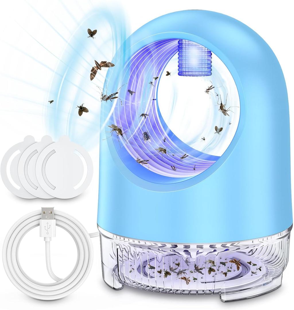 Fruit Fly Traps for Indoors, Electric Fan Powered Bug Catcher, Reusable Gnat Killer for Home Kitchen with Sticky Cartridges for Mosquitoes & Moths