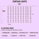 Dazzle Bright 300 LED Christmas Curtain String Lights, Halloween Fairy Lights for Bedroom with 8 Lighting Modes, Waterproof Window Light Party Wedding Garden Wall Decor, Purple
