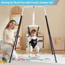 FUNLIO Baby Jumper with Stand for 6-24 Months, Toddler Jumper for Indoor/Outdoor Play, Infant for Baby Girl/Boy, with Adjustable Chain, Easy to Assemble & Store (with Stand) - Black