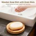 24PCS Bamboo Soap Dishes,3.2 in Round Wooden Soap Holder with Drainage Slots, Waterproof Lacquered Soap Bar Tray for Bathroom Shower, Shampoo Bar Holder, Scrub Sponge Tray