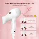 Travel Hair Dryer with Diffuser and Concentrator, Dual Voltage Hair Dryer (110V-250V) for European Trips, Compact Portable Blow Dryer for Women & Men with EU&UK Plug