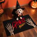 Halloween Door Mat, Halloween Doormat Outdoor Front Door Entrance Absorbent Entry Mat with Non Slip Backing, 17''x30'', Skeleton Black