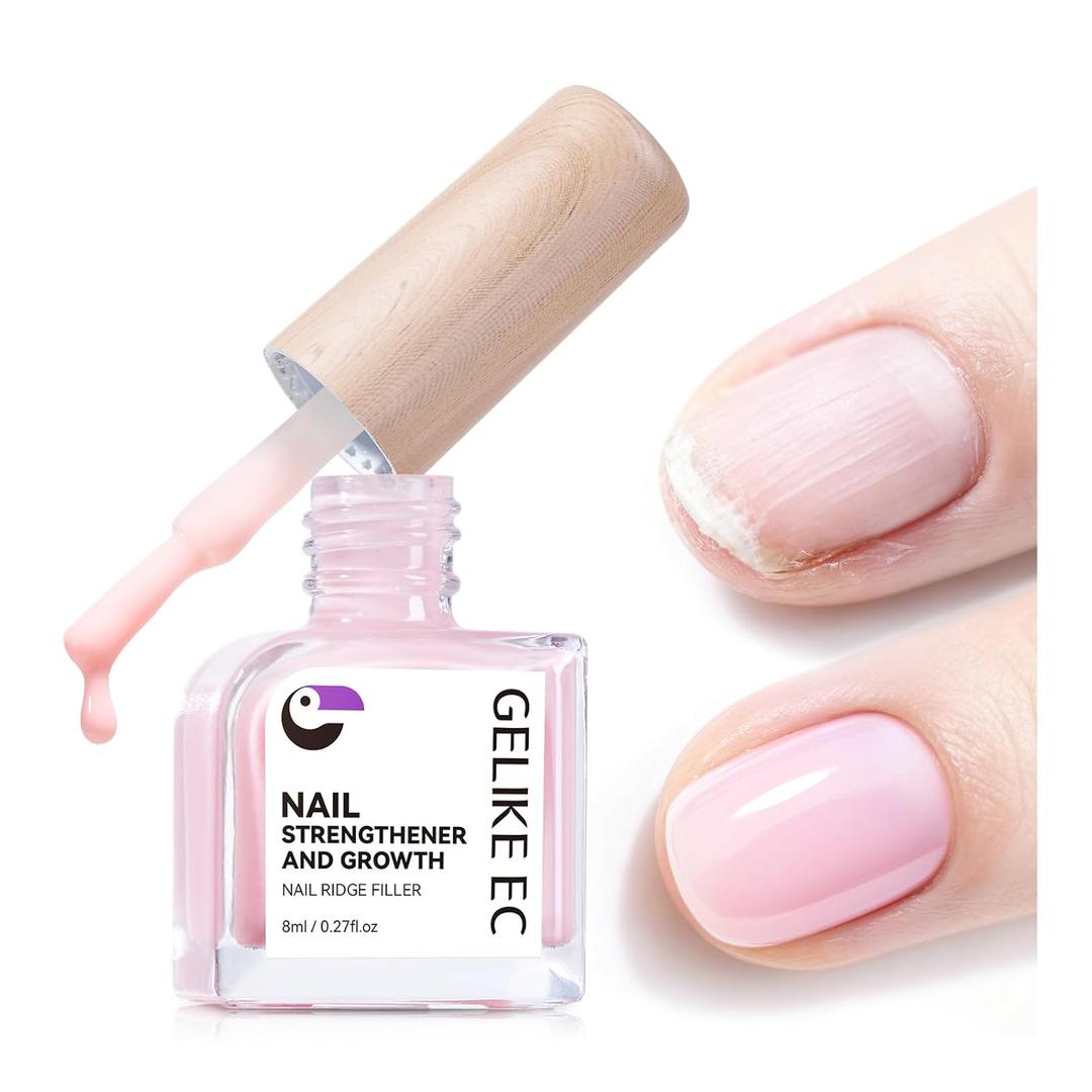 7 x Nail Ridge Filler For Damaged Nails: Gelike ec 8 in 1 Nail Strengthener for Thin Nails and Growth,Protein Nail Ridge Filler with Top Coat Free