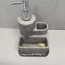 ZCCZ Black Soap Dispenser with Sponge Holder, Kitchen Soap Dispenser Pump, Sponge Caddy and Brush Holder 3 in 1 Set Organizer for Sink Countertop, Removable Tray, Marble Look (Brush NOT Included) (Granite Effect)