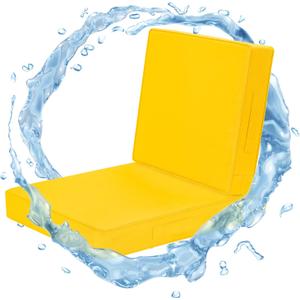 Outdoor Cushions for Patio Furniture, Waterproof Outdoor Seat Cushions with Ties and Handle, 22X22 Outdoor Cushions, Outdoor Deep Seat Cushions with Removable Cover, Yellow