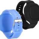 2pcs Silicone Bracelets for Tile Mate 2024, Waterproof Protective Case Holder Accessories for Kids Teen Elderly (Blue, Black)