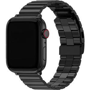 Fullmosa Compatible Apple Watch Metal Bands 49mm 46mm 45mm 44mm 42mm 41mm 40mm 38mm, Stainless Steel iWatch Band Men Women for Apple Watch Series Ultra 10 9 8 7 6 5 4 3 2 1 SE (Black)
