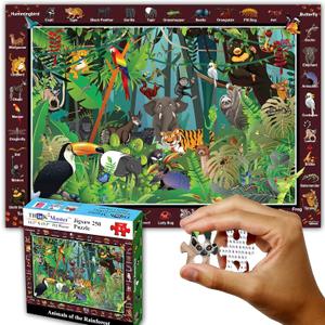 Think2Master Colorful Rainforest Jungle Zoo Animal 250 Pieces Jigsaw Puzzle Fun Educational Toy for Kids, School & Families. Great Gift for Boys & Girls Ages 8+ to Stimulate Learning. 14.2 X 19.3