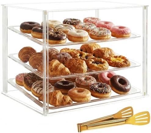 3-Tier Commercial Bakery Display Case with Removable Shelves Clear Acrylic Countertop Dessert Display Cabinet for Donuts, Cakes, Pastries