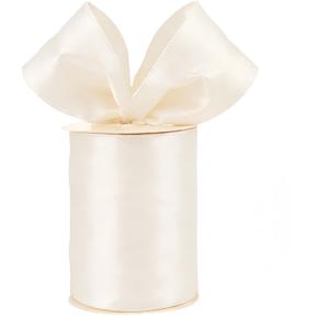 Meseey 4 Inch Ivory Satin Wired Ribbon 20 Yards, Extra Wide Solid Wired Edge Ribbon for Gift Wrapping, Wreaths, Big Bows, Floral Bouquets, Crafts, Wedding, Baby Shower and Home Decorations