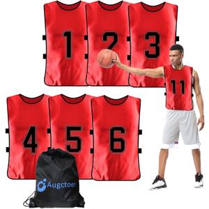 Numbered Soccer Pennies, Scrimmage Vest Sports Pinnies, Team Practice Pinnies, Soccer Bibs Training Vest for Adult Youth 6pcs (Large)