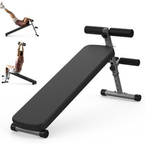 Finer Form Gym-Quality Adjustable Sit Up Ab Bench & Decline Weight Bench for Home Gym Strength Training.