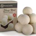 Handy Laundry Wool Dryer Balls - Natural Fabric Softener, Reusable, Reduces Clothing Wrinkles and Saves Drying Time, Better Alternative to Plastic Balls and Liquid Softener (Pack of 12)