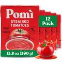 Pomi Strained Tomatoes, 100% Fresh Italian Tomatoes, No Salt Added, Kosher, Gluten Free & Non-GMO, 13.8 Ounce (Pack of 12) (BB: 02/28/2027)