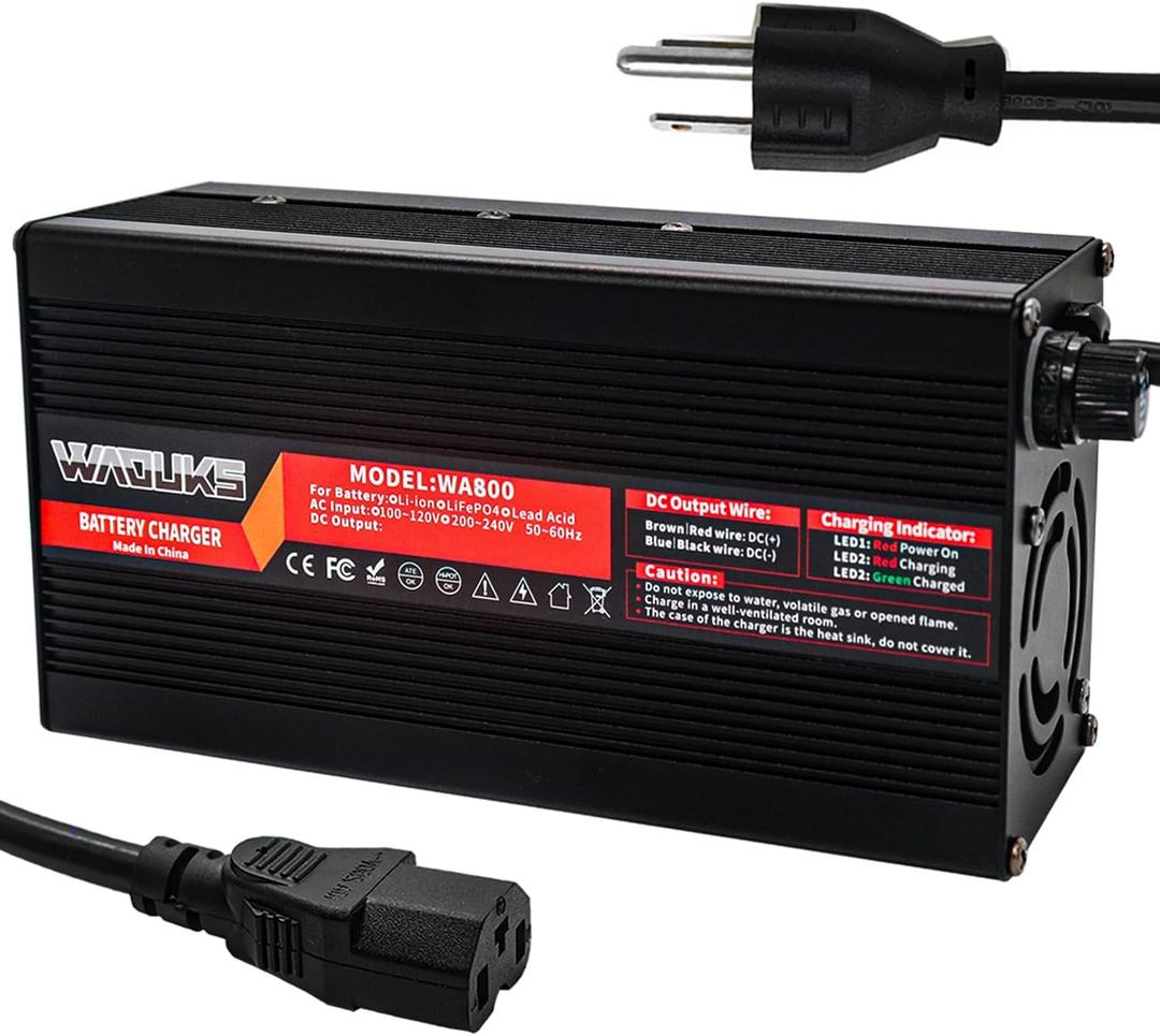 67.2V 10A Li-ion Battery Smart Charger with Cooling Fan Used for 16S 59.2V 60V Li-ion Battery Output 3pin C13 N+ L- Connector