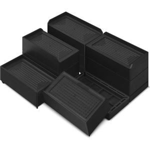 Bed Risers 3Inch Heavy Duty, ZOXILEN Square Bed Lifts Risers Stackable & Adjustable, Anti Slip Rubber Pad Furniture Risers for Bed Desk Sofa Refrigerators Washing Machin (Black- rectangle, 3 inch 4pc)