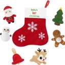 First Christmas Baby Toys,Sensory Plush with Gingerbread Man Rattles Santa Claus Crinkle Toys for Baby, for Kids Girls Boys, Infant Stocking Stuffers