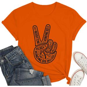 Unity Day Shirts for Women Kindness Tshirt End Bullying Tee Orange Tops Peace Tee (Orange, L)