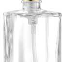 13.5 Oz Clear Glass Soap Dispenser with Rust Proof Stainless Steel Pump, Antique Design Refillable Square Lotion Dispenser for Bathroom, Premium Kitchen Hand Soap