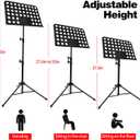 1/2/3 Pack Sheet Music Stand, Adjustable Music Stand with Carrying Bag, Professional Music Book Holder Music Sheet Clip Holder for Guitar, Ukulele, Violin Players(Standard Version, 1 Pack)