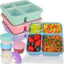 Original Design Lunchable Container Bento Box, 40OZ Large Snack Containers for Adults & Kids with 4 Compartments, 4 Pack Bento Lunch Box with Salad Dressing Containers, Microwave & Dishwasher Safe