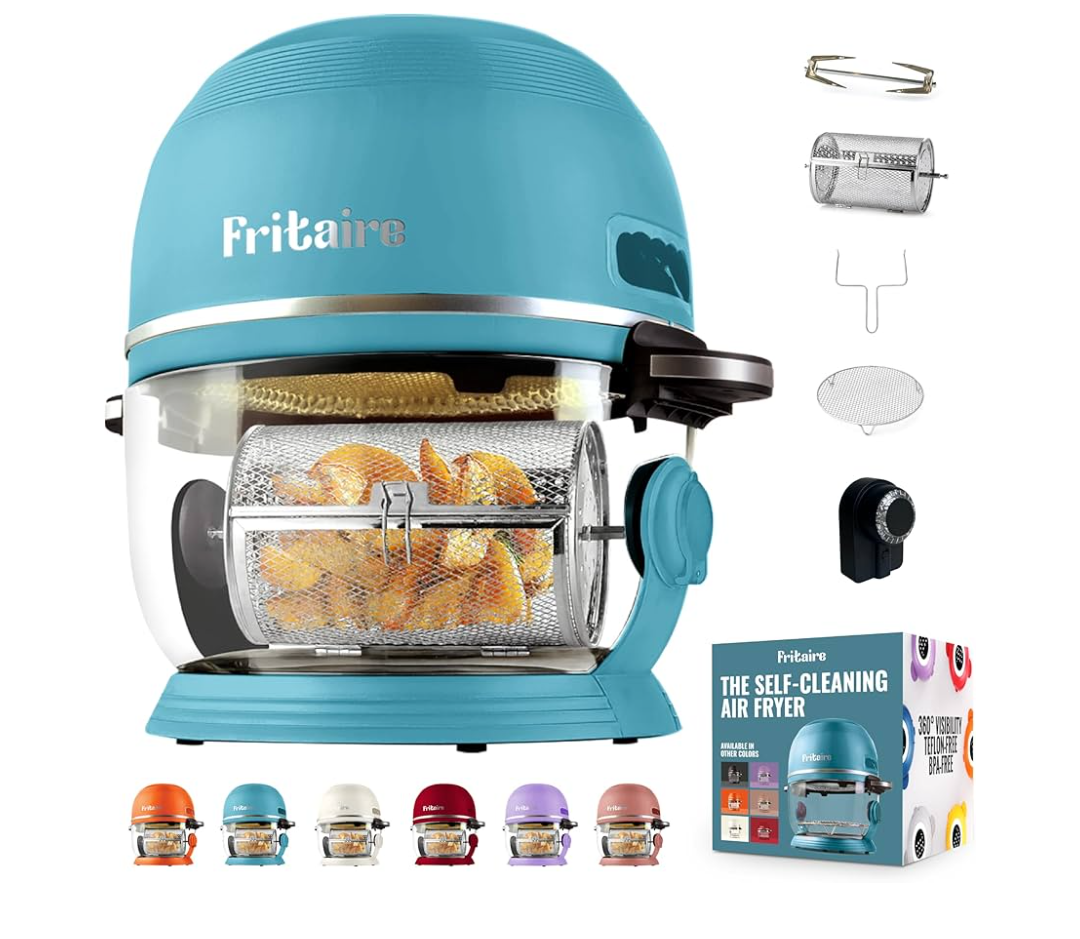 Non Toxic Air Fryer™ - Glass AirFryer 5 Quart w/ 360 Visibility, Self-Cleaning, 400F Vortex Air Fryer for Even Cooking, BPA-Free Teflon Free, 9-in-1 Functions, Rotisserie, Roast, Bake, Sage, Sefe Creen