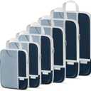Percover Compression Packing Cubes 6-Piece Set, Packing Cubes Compression for Travel with Multi-Size Organization, Travel Organizer for Carry On & Checked Luggage, Navy Blue