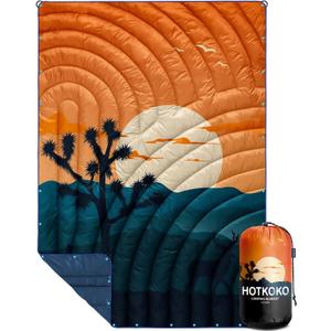 Camping Blanket,Lightweight Puffy Printed Camping Blanket Packable Outdoor Blanket for Camping,Traveling, Stadium, Hiking, Picnics (52x75", Night Deer)