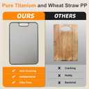 Titanium cutting boards for Kitchen,2-in-1 Double Sided Food Grade,Pure Titanium and Wheat Straw PP, Double Chopping Boards for Meat and Fruits Easy to Clean Size 15x10
