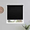 Sunoff Blackout Roller Shades Blinds Cordless for Windows Pull Down Room Darkening Door Blinds with Thermal Insulated Easy to Install for Living Room, Bedroom, Home, Office, Bathroom, Black 26" W x 72" H