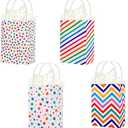 Hrovsur 8Pcs Colorful Small Gift Bags with Tissue Paper, Kraft Paper Gift Bags with Handles for Men Women Girls Kids Tea Party Birthday Wedding