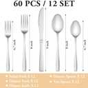 60 Piece Silverware Set Service for 12,Premium Stainless Steel Flatware Set,Mirror Polished Cutlery Utensil Sets,Durable Home Kitchen Eating Tableware Sets,Include Fork Knife Spoon,Dishwasher Safe