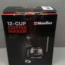 Mueller 12-Cup Drip Coffee Maker - Borosilicate Carafe, Auto-Off, Reusable Filter, Anti-Drip, Keep-Warm Function, Clear Water Level Window Coffee Machine, Kitchen Essentials & Accessories