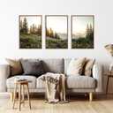 FWIEXA Mountain Canvas Wall Art Set, Framed Forest Nature Wall Decor, 3 Piece Landscape Paintings Artwork, 16x24 Inches Wildflower Pictures for Living Room, Bedroom, Office