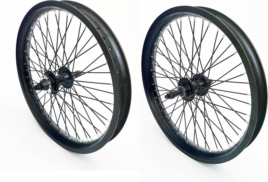 20" x 1.85" Heavy Duty Bike Rim Wheel Set, 12 Gauge 48 Spokes Wheelset, Double Wall Aluminum Alloy Bicycle Wheels Rims (Front & Rear) Disc Brake
