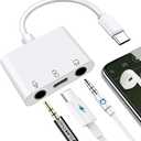 USB C to Microphone Adapter for Live-Streaming Type C to Microphone & 3.5mm Headphone Adapter with Charging Port USB C Audio & MIC Splitter Compatible for iPhone 16/17 iPad Pro/Galaxy 25 24/Pixel 9 8