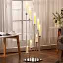 Dandat 41.5" Tall Floor Candelabras, 8-arm Cluster Standing Candle Holders with Clear Acrylic Shades, Silver Wedding Centerpiece Candelabra for Flameless/LED Taper Candles, Party & Event Decor(2 Pack)