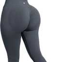 SUUKSESS Women Seamless 2 piece Workout Sets Strappy Padded Sports Bra Booty High Waisted Leggings Outfits (Blue,L)