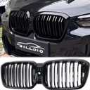 G01 G02 Grill - Black Kidney Grille Compatible With 2022-IN BMW X3 G01 X4 G02 ABS Double Slat Gloss Black Grille