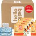 Hello Bello Mega Surprise Pack, Size 4 (22-37 lbs), 168ct Hypoallergenic Assorted Diapers with a Soft, Cloth-Like Feel Plus 360 Ultra Gentle Unscented Baby Wipes in 6 Resealable Packs (Multi-color)