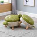 Animal Ottoman Footstool, Turtle Sofa Stool, PU Leather Upholstered Wood Ottoman Foot Stool (Color : Green-S), 12.2"D x 22.8"W x 10.6"H