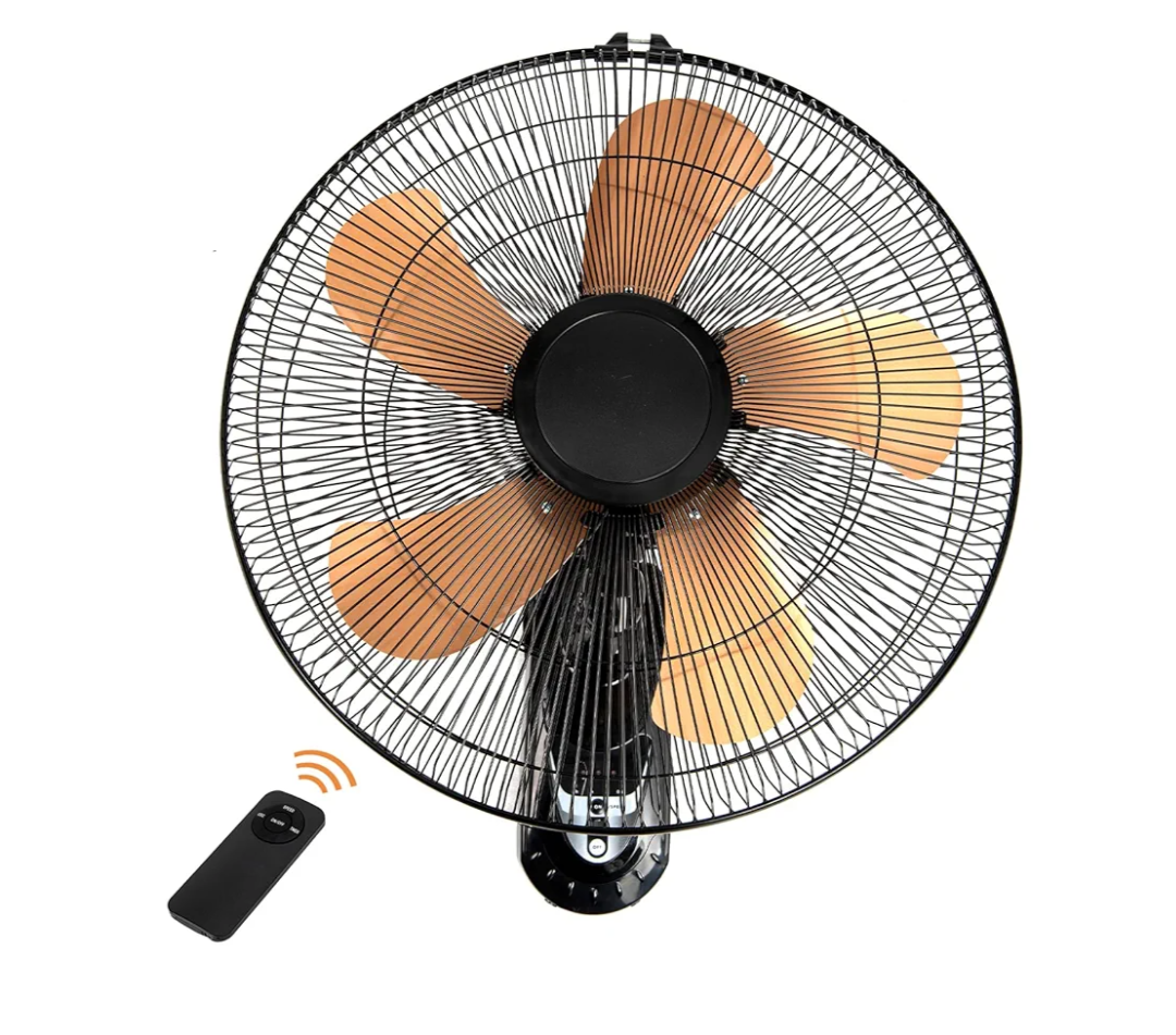 20 Inch Wall Mount Fan with Remote, 3-speed Wall Oscillating Quiet Fan with 5 Blades, Adjustable Tilt and Timing, High Velocity Wall-Mounted Fans for Bedroom, Gym, Office, Warehouse, Garage, Gold