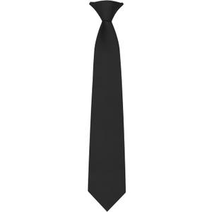 Clip on Ties for Boys, Solid Kids Tie Pre-tied Boys' Neckties for Teenager School Uniforms Graduation (Black)