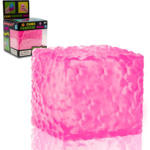 Big Sensory Fidget Toys Textured Stress Cube for Kids Adults, Maltose Filled Squishy Stretchy Balls for Boys Girls, Anxiety Relief Squeeze Toys for ADHD Autism, Home Office Classroom Gifts (Pink)