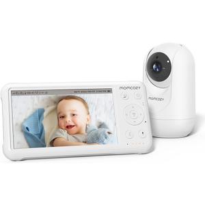 Momcozy Video Baby Monitor, 1080P 5" HD Baby Monitor with Camera & Wall Mount, Infrared Night Vision, 5000mAh Battery, 2-Way Audio, Temperature Sensor, Lullabies, 960ft Range, Ideal for New Moms, BM01